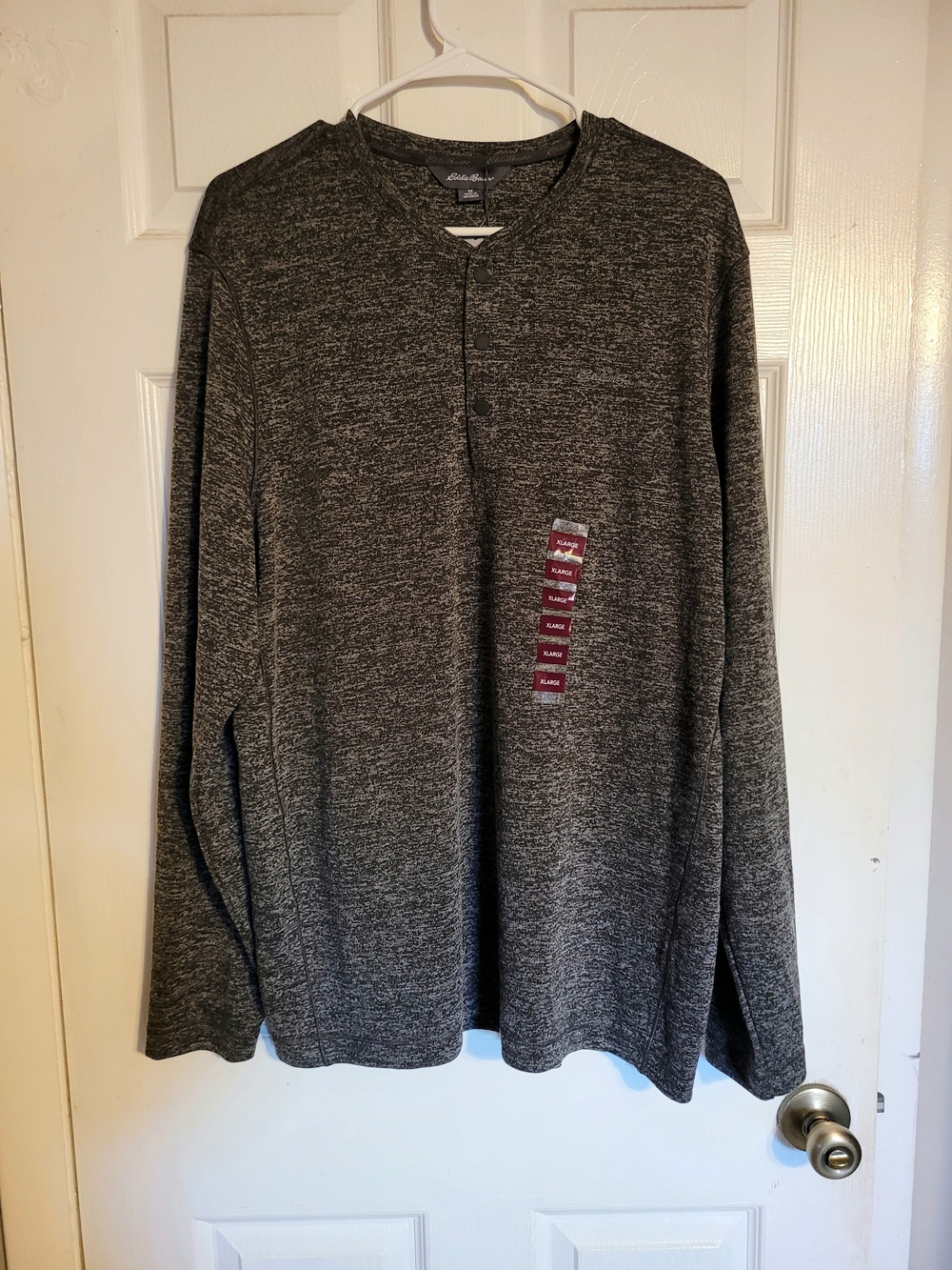 Eddie Bauer Men's Long Sleeve Charcoal Henley Shirt